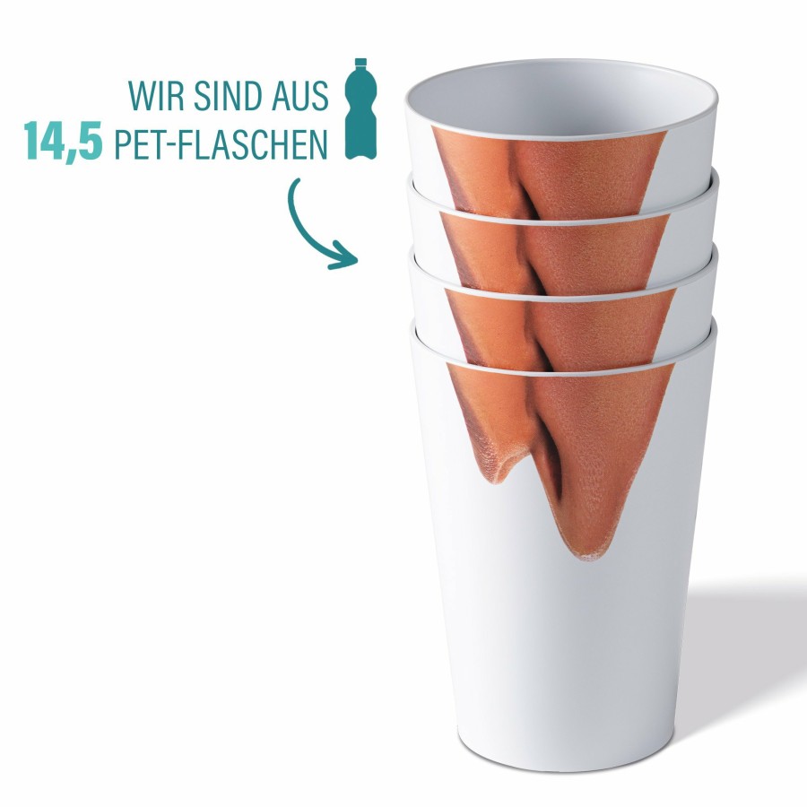 Stoneline Awave® 4-Tlg. Festival Becher-Set, 400 Ml, Aus Rpet, Mit Eichstrich, Stapelbar AWAVE