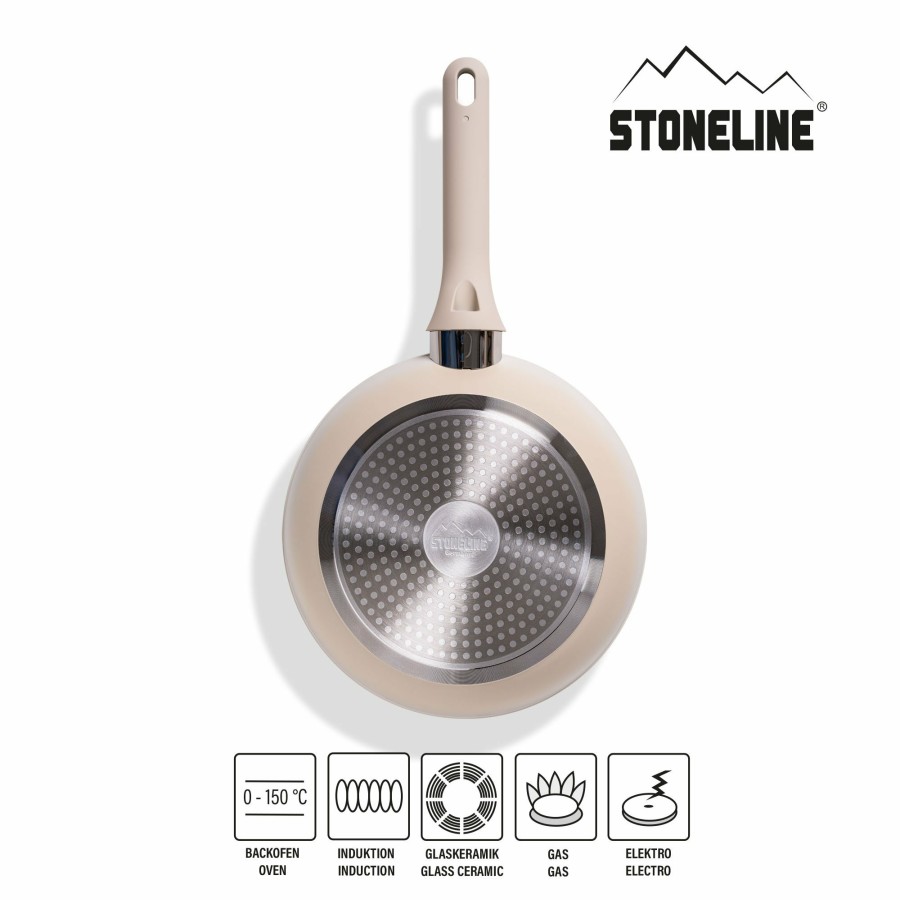 Stoneline Stoneline® Creme Kochgeschirr-Set 11-Teilig Mit Deckeln, Beschichtete Topfe Und Pfannen Kochgeschirrset