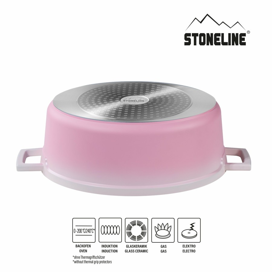 Stoneline Stoneline® Rosa Gourmet Brater 32X25 Cm Mit Deckel, Backofen Und Induktion Geeignet, Antihaft Bräter