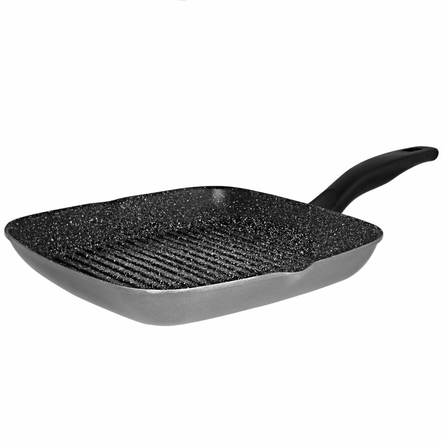 Stoneline Stoneline® Grillpfanne 28 X 28 Cm, Mit 2 Ausgussen, Pfanne Antihaftbeschichtet, Induktion Und Backofengeeignet Grillpfannen und Grillkörbe