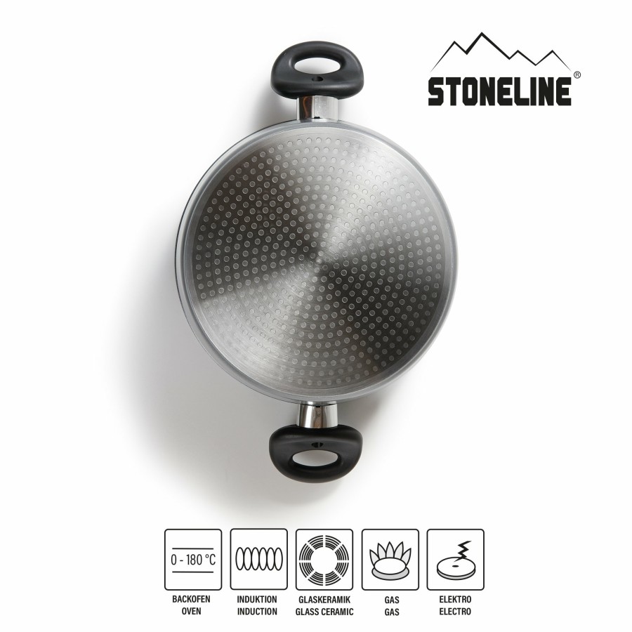 Stoneline Stoneline® Topfset 6-Teilig Mit Glasdeckel, Beschichtete Aluguss Topfe Backofen Und Induktion Geeignet Topfset