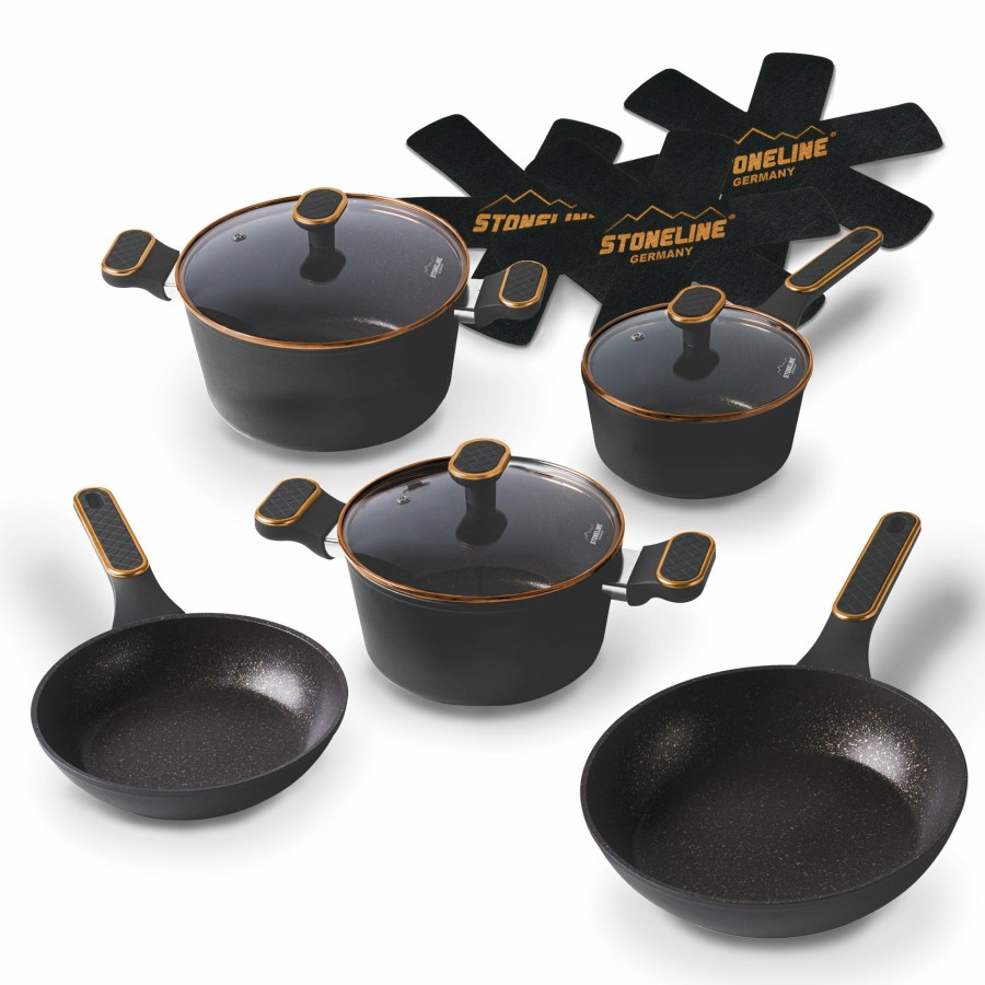 Stoneline Stoneline® Rosegold Kochgeschirr-Set 11-Teilig Mit Deckeln, Beschichtete Topfe Und Pfannen Kochgeschirrset