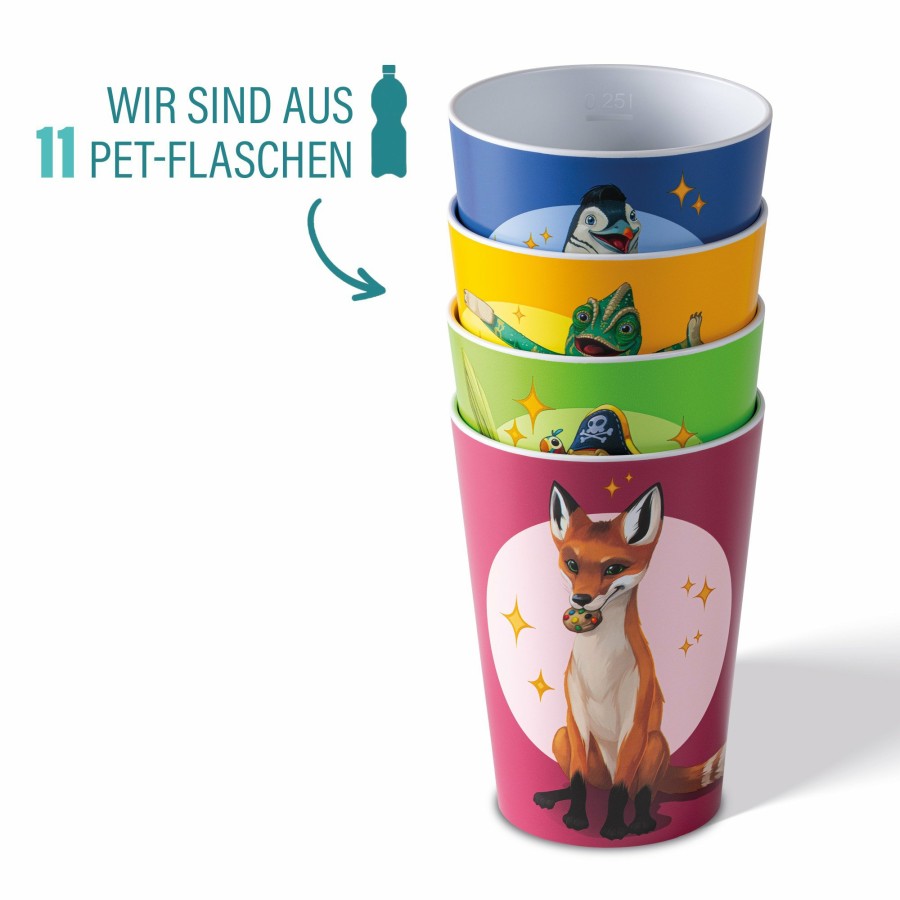 Stoneline Awave® Die Schule Der Magischen Tiere 4-Tlg. Trinkbecher-Set, 250 Ml, Aus Rpet, Mit Eichstrich AWAVE