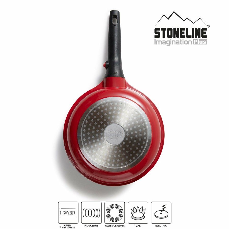 Stoneline Stoneline® Imagination Plus Pfannen-Set, 6-Teilig, 20/24/28 Cm, Pfannenwender, Vliespfannenschutzer Pfannenset