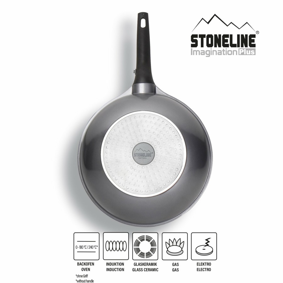 Stoneline Stoneline® Imagination Plus Wok 30 Cm, Mit Abnehmbarem Griff, Mit Glasdeckel Woks