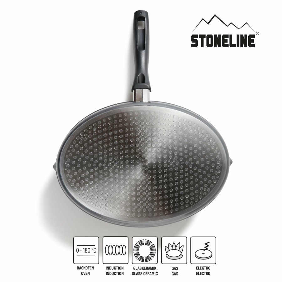 Stoneline Stoneline® Fischpfanne, Schnitzelpfanne, 35X24 Cm, Mit Deckel, Induktion Und Antihaftbeschichtung Fischpfannen