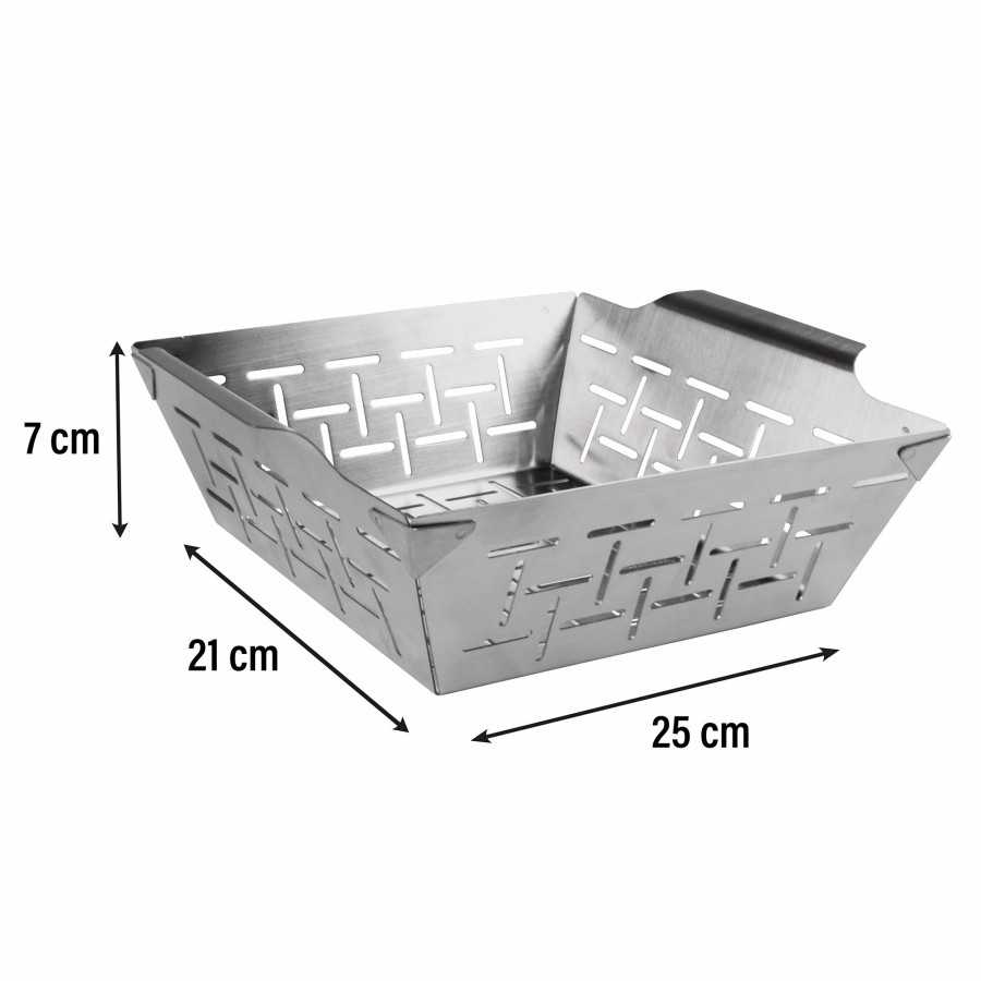 Stoneline Freyersbacher® Grillkorb Aus Edelstahl 24,9 X 21 Cm, Gemuse Und Fleisch Grillschale, Geeignet Fur Alle Arten Von Grills Grillpfannen und Grillkörbe