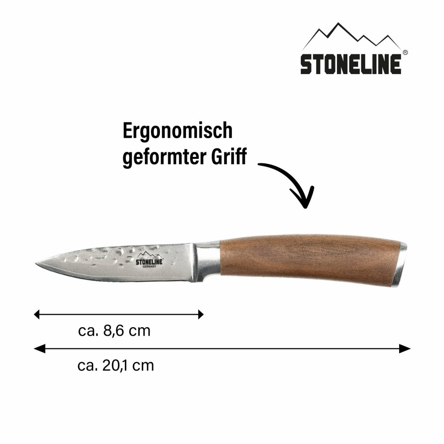 Stoneline Stoneline® Hammerschlag Schalmesser 20 Cm, Aus Damaszenerstahl Damaszenerstahl Messer