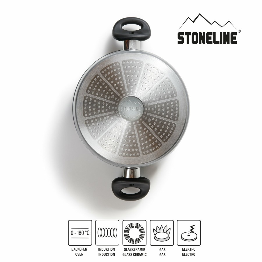 Stoneline Stoneline® Bratentopf 24 Cm, Mit Glasdeckel, Made In Germany, Antihaftbeschichtung, Induktion Und Backofengeeignet Kochtöpfe