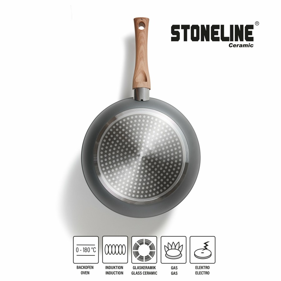 Stoneline Stoneline® Ceramic Back To Nature Kochgeschirr-Set, 14-Tlg., Keramik-Beschichtung, Mit Glasdeckeln, Induktion Kochgeschirrset