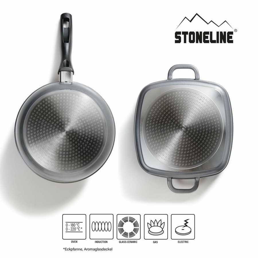 Stoneline Stoneline® Kochgeschirr-Set 13-Teilig Mit Deckeln, Beschichtete Topfe Und Pfannen Induktion Geeignet Kochgeschirrset