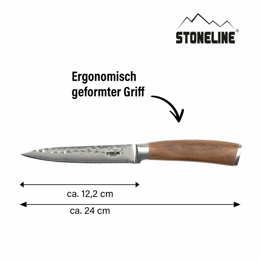 Stoneline Stoneline® Hammerschlag Allzweckmesser 24 Cm, Aus Damaszenerstahl Damaszenerstahl Messer